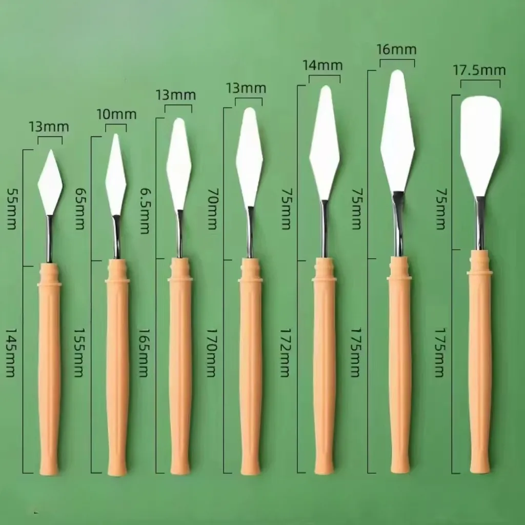 7Pcs Stainless Steel Oil Painting Knives Artist Crafts Spatula Palette Knife Mixing Knife Scraper Art Tools
