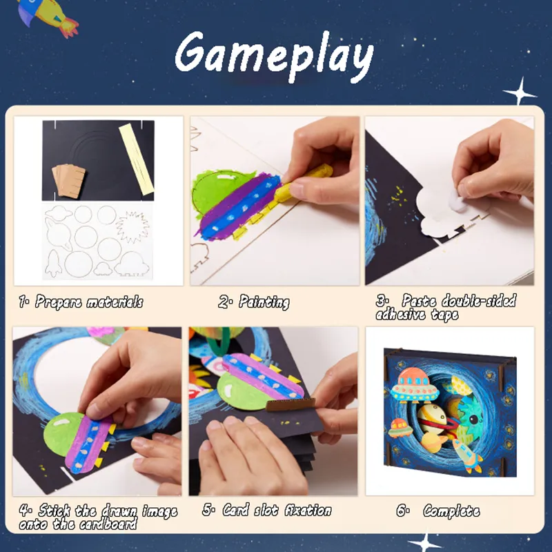 Kid DIY Painting Creative Craft Toy Kindergarten Handicraft Activities Drawing  Didactic Material Montessori Education Toy Gift