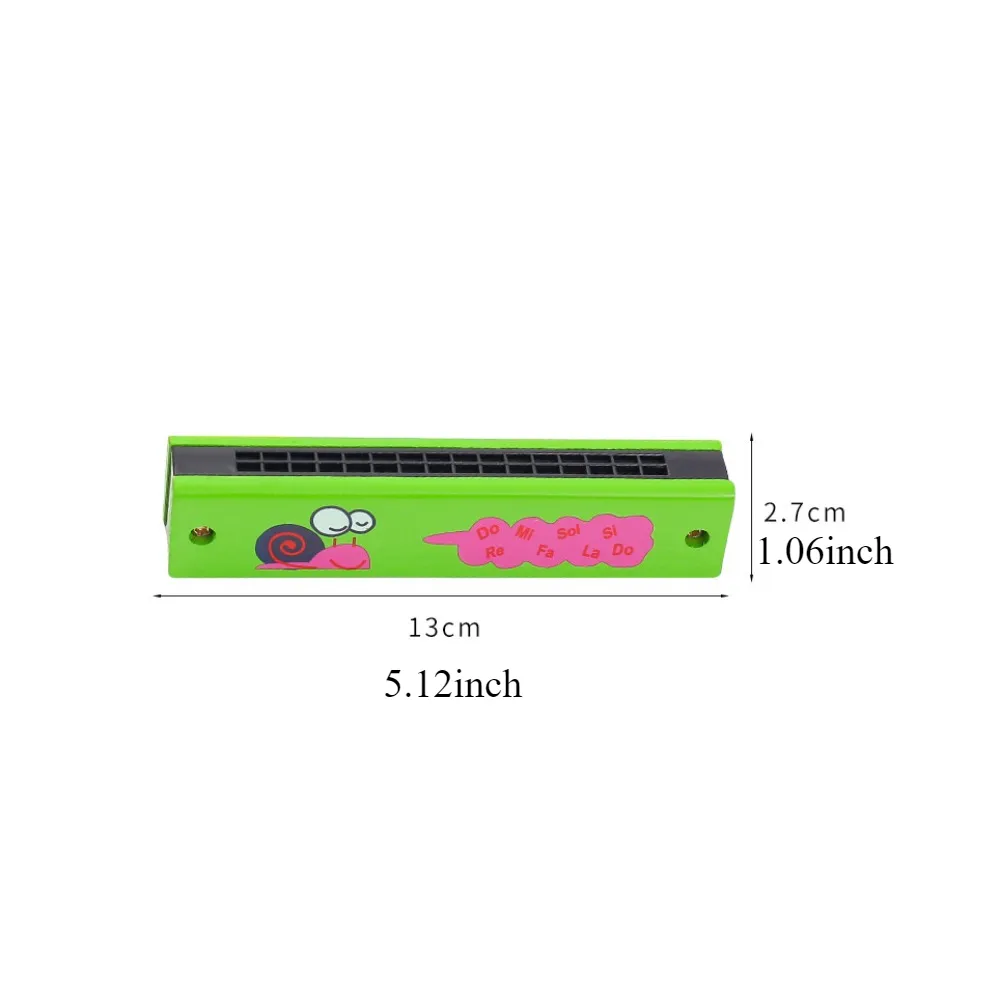 2pcs Children'S 16 Hole Harmonica Wood Cartoon Beginner C Tuning Double Row Puzzle Easttop Playing Music Education Random Lovely