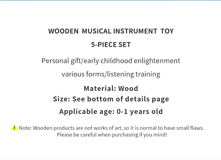 5Pcs Baby Musical Instruments Sensory Rattle Toys Early Educational Baby Musical Toys Montessori Toys Birthday Gifts for Kids