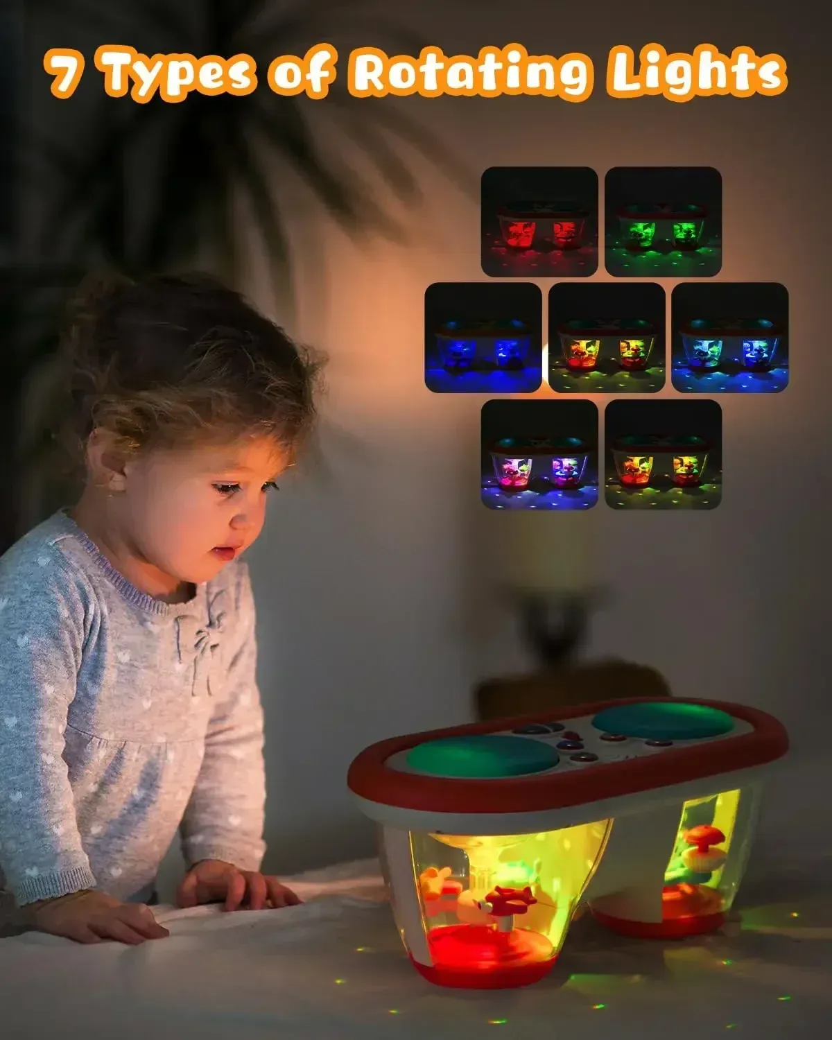 Baby Clap Drum 12+ Month Kids Musical Toy Infant Toys Rotating Music Sensory Light Up Toys Early Educational for Kids Gifts