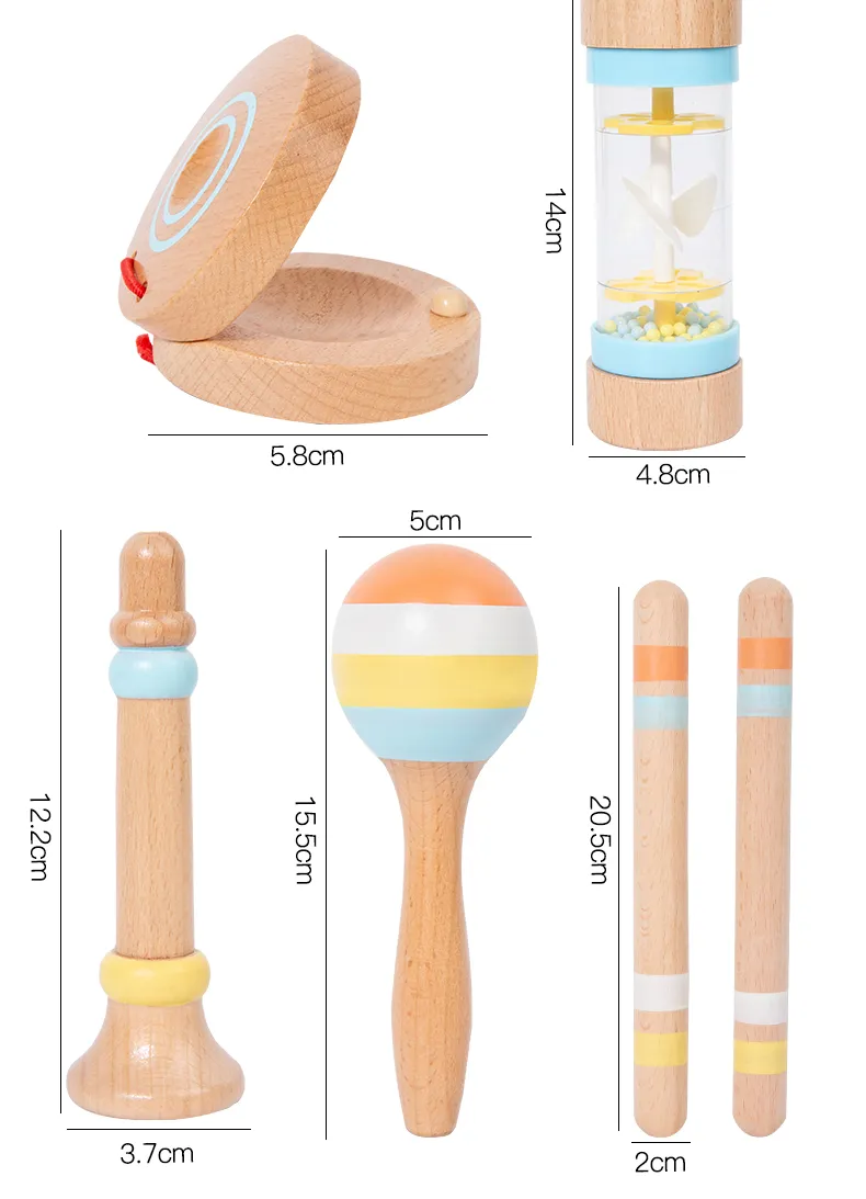 Wooden Musical Instrument Montessori Music Set Baby Children Percussion Instrument Toy Early Educational Knocking Toys for Kids