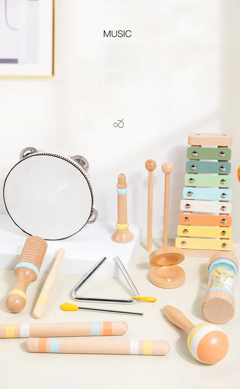 Wooden Musical Instrument Montessori Music Set Baby Children Percussion Instrument Toy Early Educational Knocking Toys for Kids