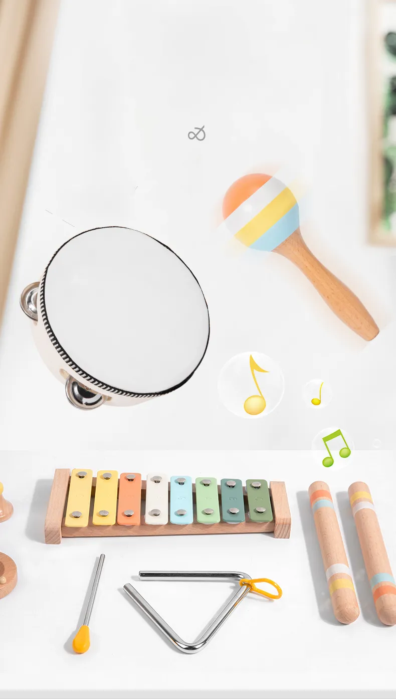 Wooden Musical Instrument Montessori Music Set Baby Children Percussion Instrument Toy Early Educational Knocking Toys for Kids