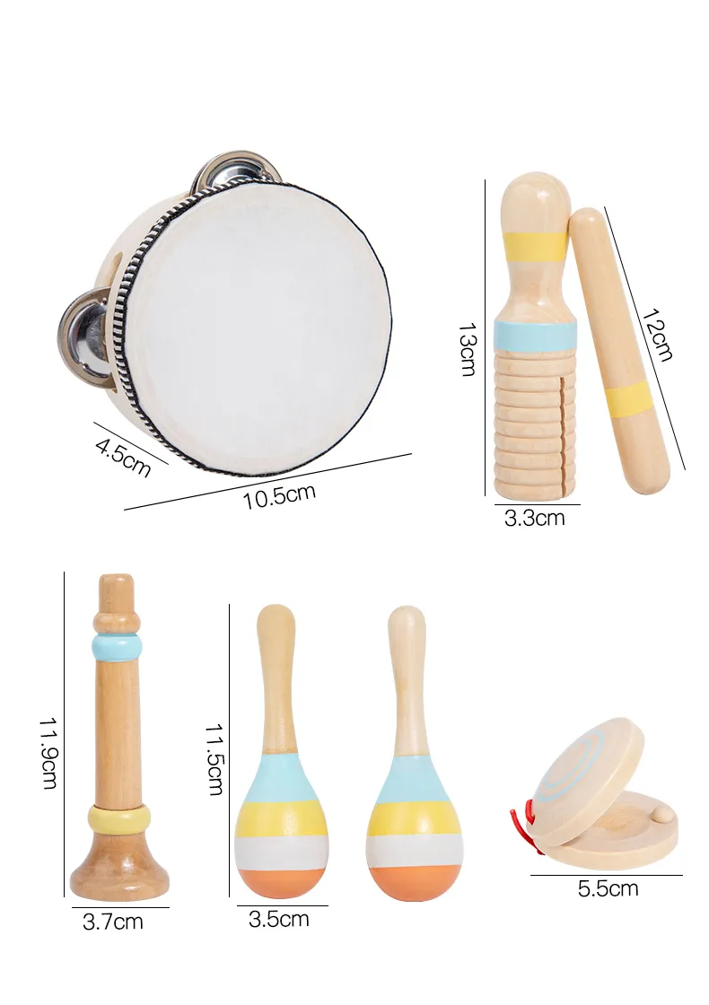 Wooden Musical Instrument Montessori Music Set Baby Children Percussion Instrument Toy Early Educational Knocking Toys for Kids