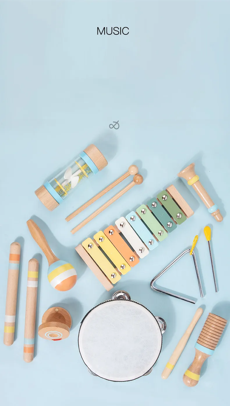 Wooden Musical Instrument Montessori Music Set Baby Children Percussion Instrument Toy Early Educational Knocking Toys for Kids