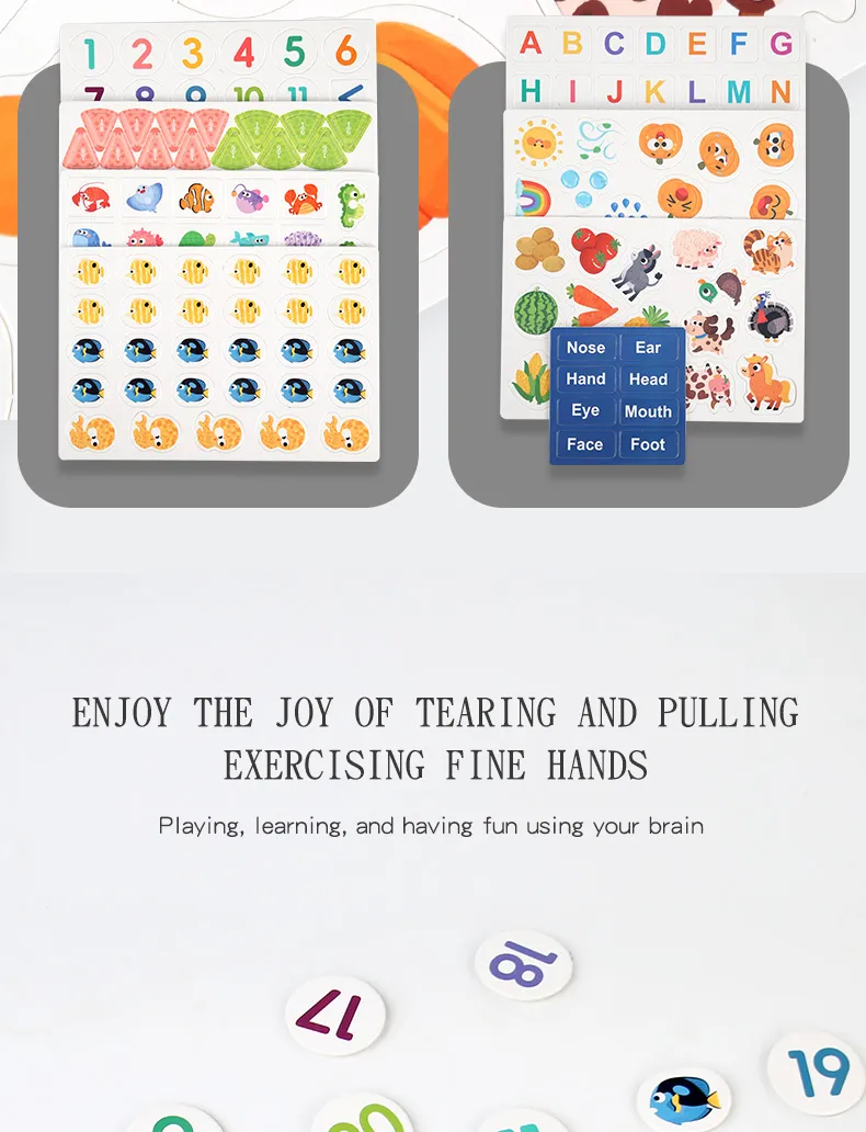 Montessori Baby Busy Book My First Quiet Book Paste Early Learning Education Toy Children Matching Game Toys for Kids 1 2 3 Year