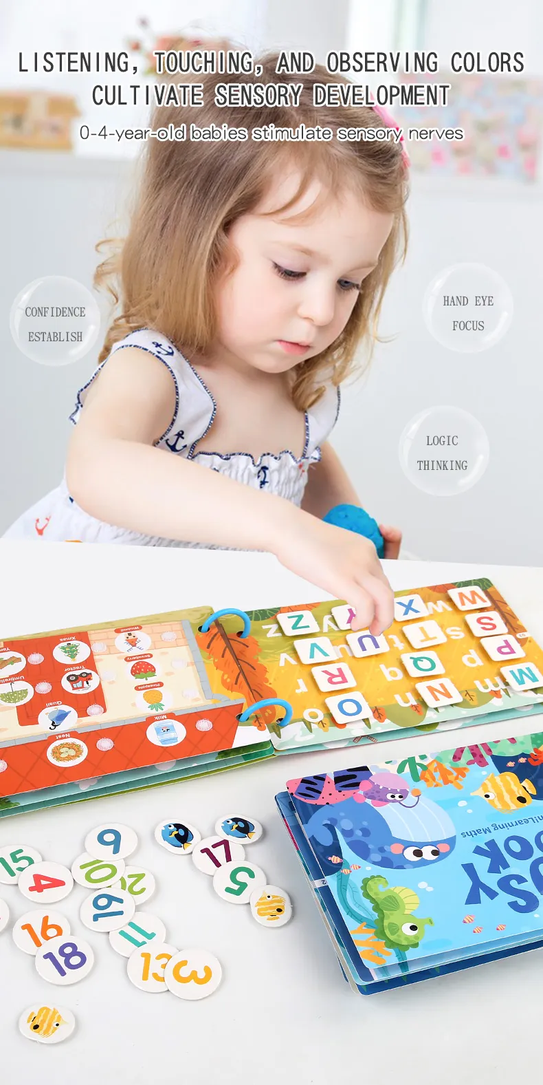 Montessori Baby Busy Book My First Quiet Book Paste Early Learning Education Toy Children Matching Game Toys for Kids 1 2 3 Year