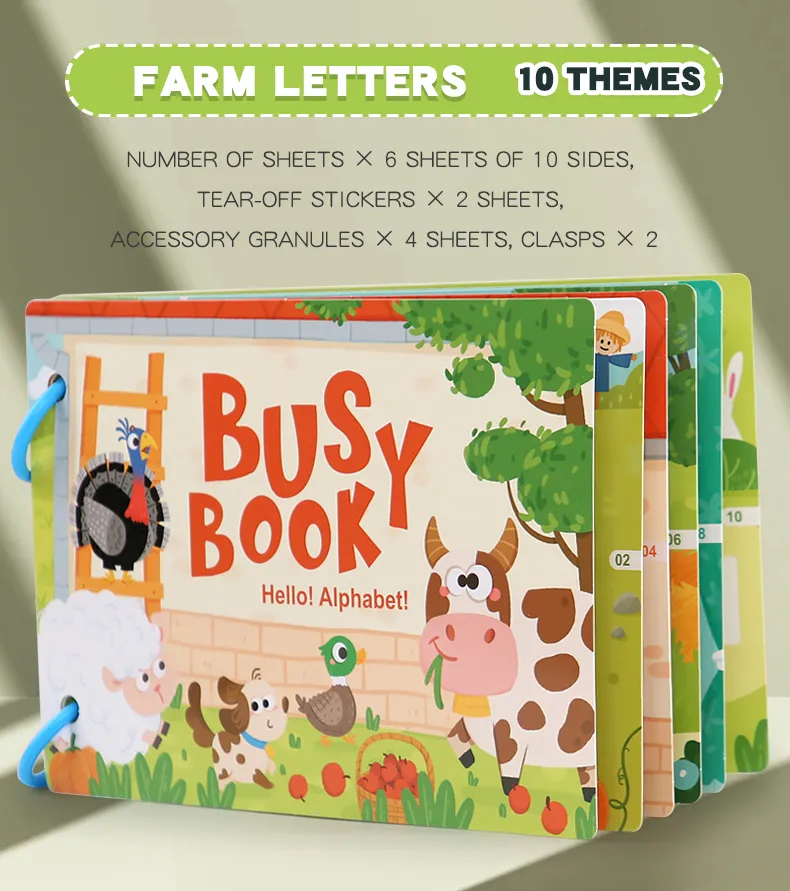 Montessori Baby Busy Book My First Quiet Book Paste Early Learning Education Toy Children Matching Game Toys for Kids 1 2 3 Year