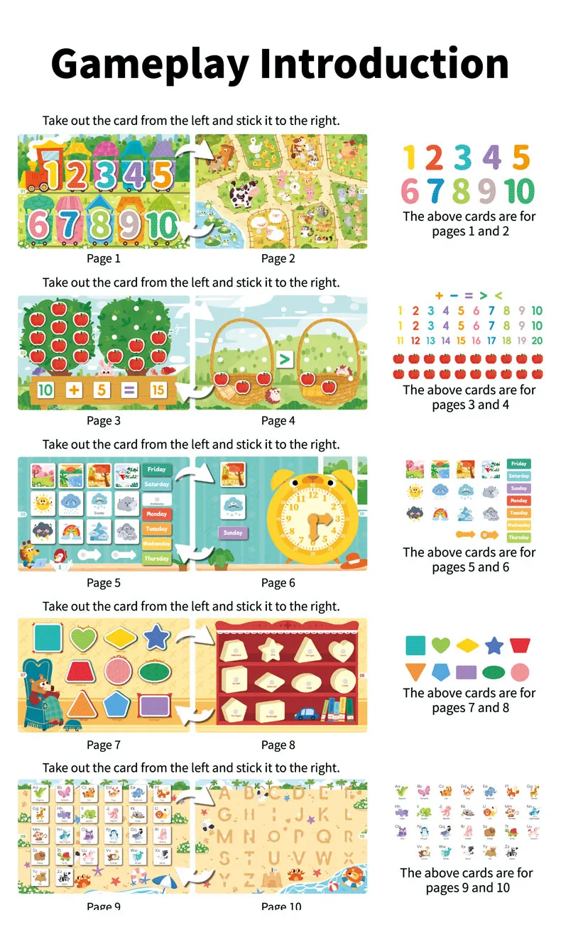 Montessori Baby Busy Book My First Quiet Book Paste Early Learning Education Toy Children Matching Game Toys for Kids 1 2 3 Year