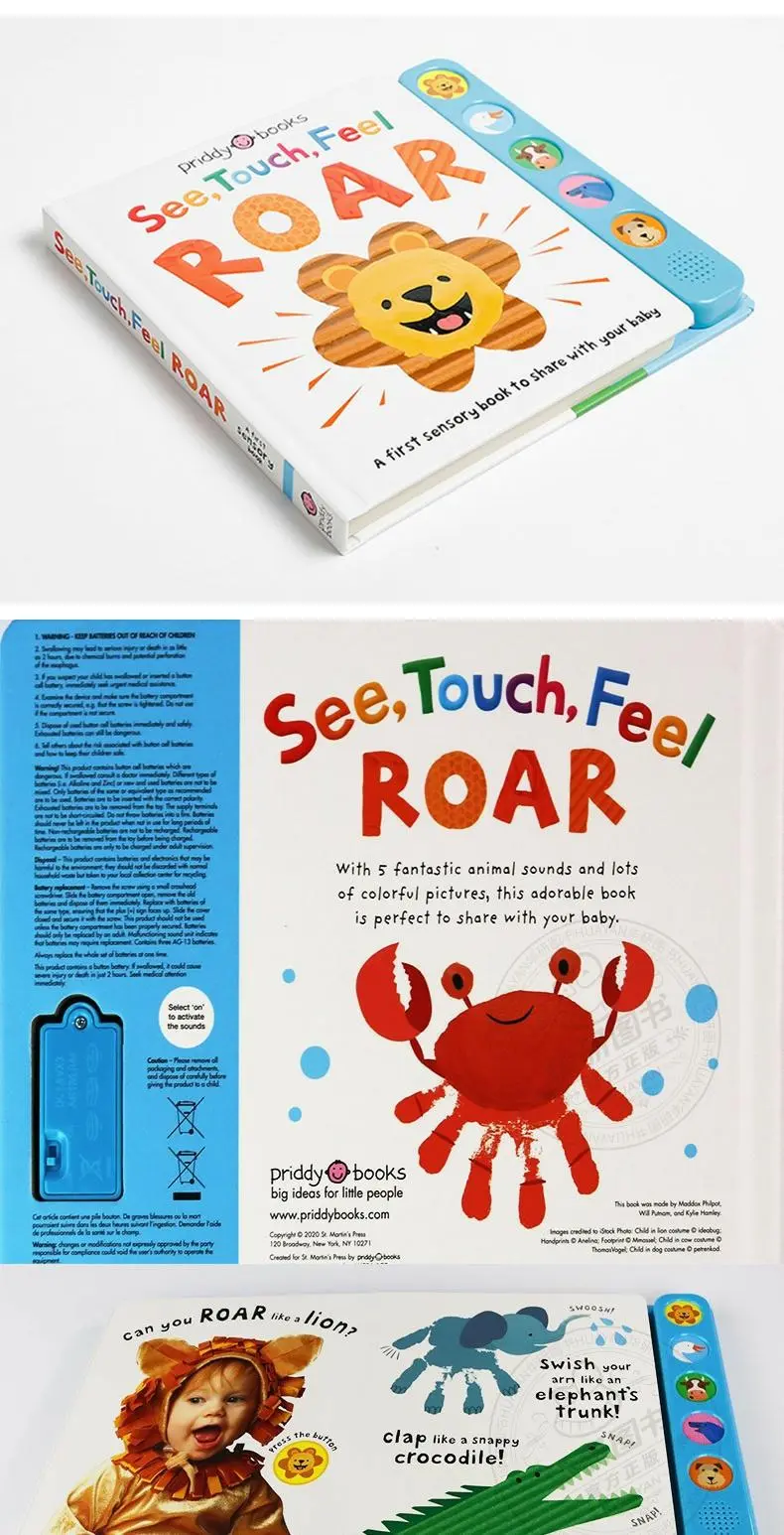 See Touch Feel Roar, Baby Children's books aged 1 2 3, English picture book 9780312530129