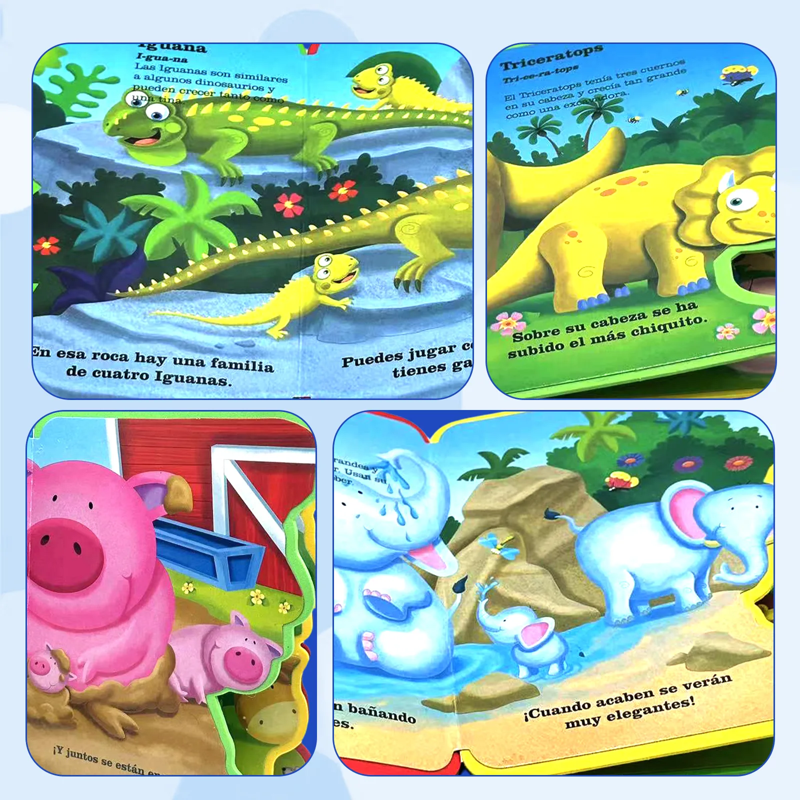 Spanish Children's Sponge Storybook 2-5 Years Cute Animal Illustrations Cognitive Enhancement Enlightenment Early Learning