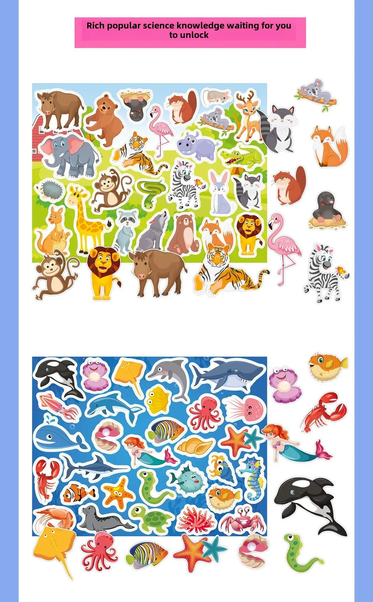 Reusable Jelly Sticker Book for Kids - Early Learning Fun with 2 Sizes & Various Themes