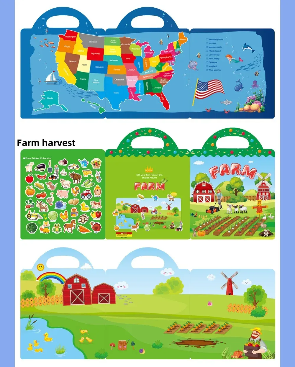 Reusable Jelly Sticker Book for Kids - Early Learning Fun with 2 Sizes & Various Themes