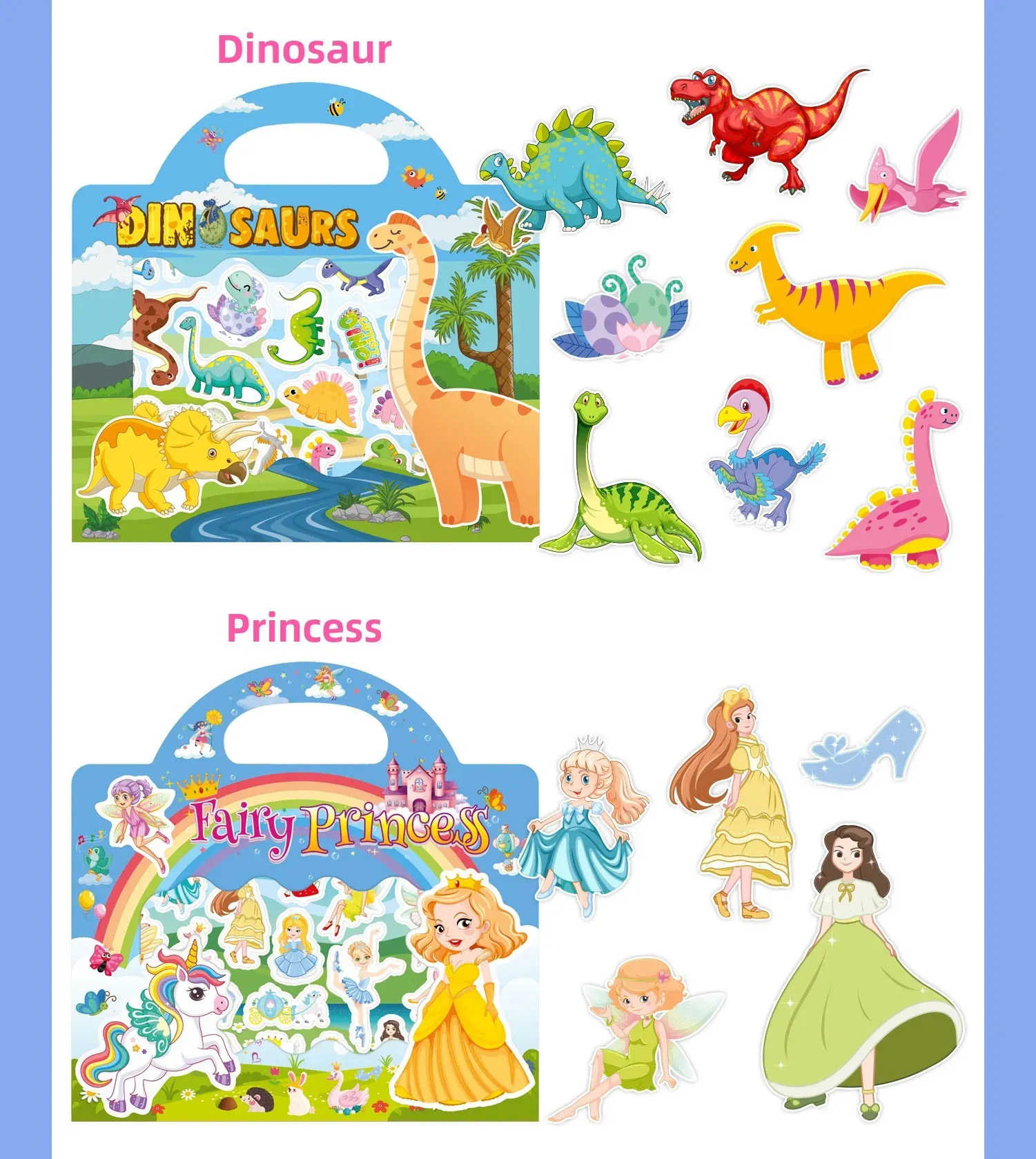 Reusable Jelly Sticker Book for Kids - Early Learning Fun with 2 Sizes & Various Themes