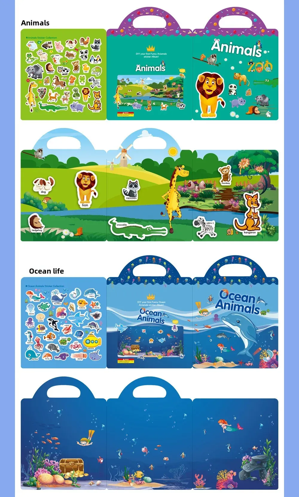 Reusable Jelly Sticker Book for Kids - Early Learning Fun with 2 Sizes & Various Themes