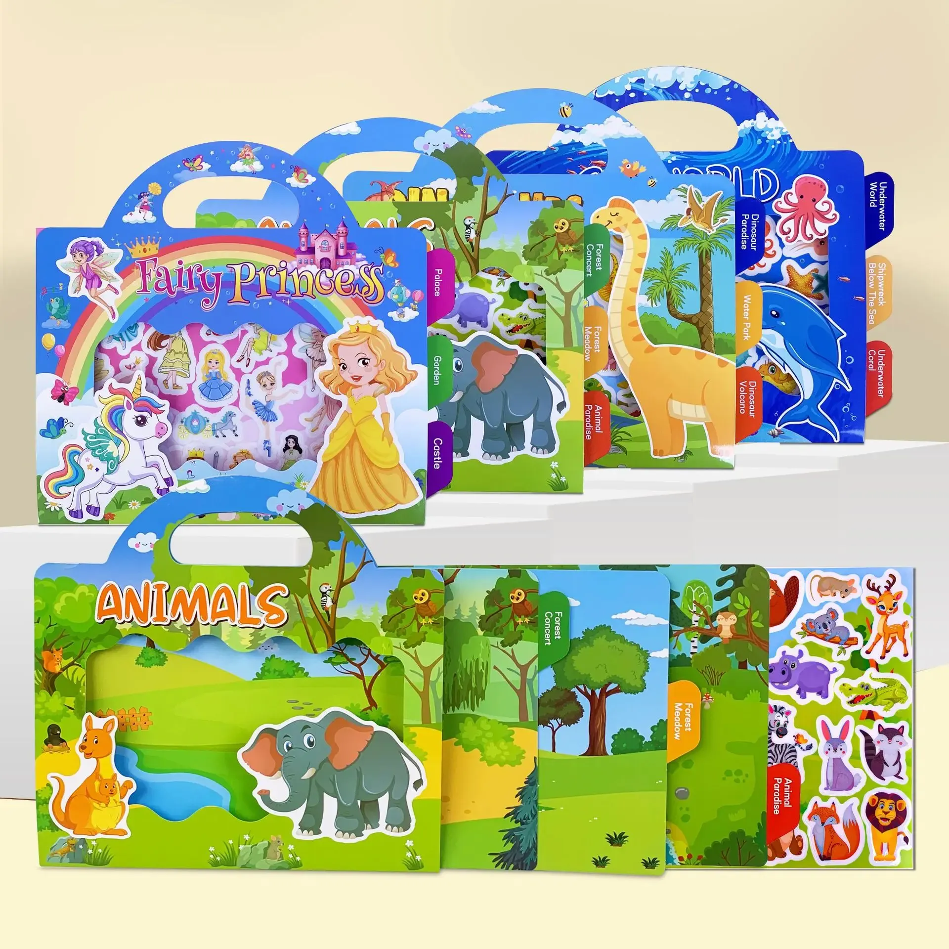 Reusable Jelly Sticker Book for Kids - Early Learning Fun with 2 Sizes & Various Themes
