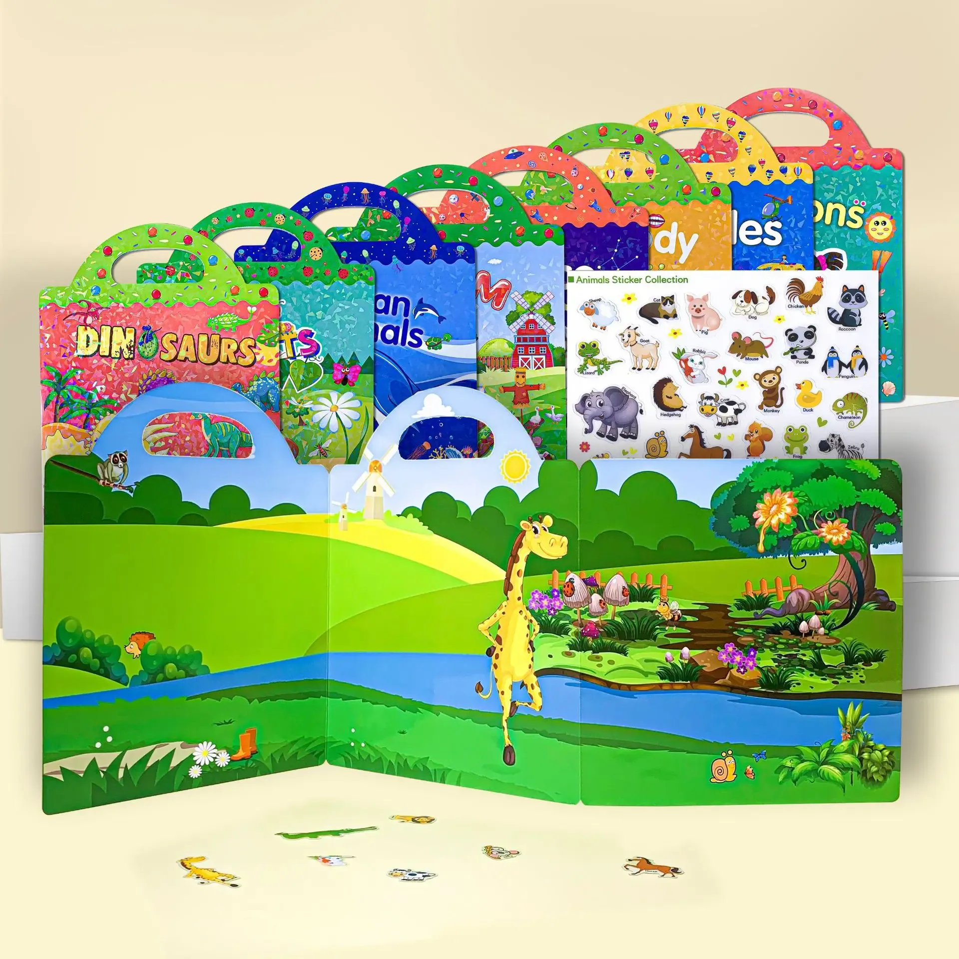 Reusable Jelly Sticker Book for Kids - Early Learning Fun with 2 Sizes & Various Themes