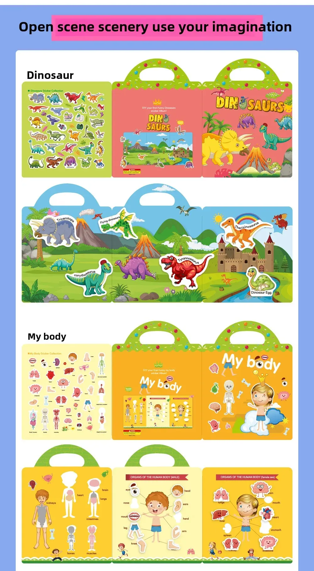 Reusable Jelly Sticker Book for Kids - Early Learning Fun with 2 Sizes & Various Themes