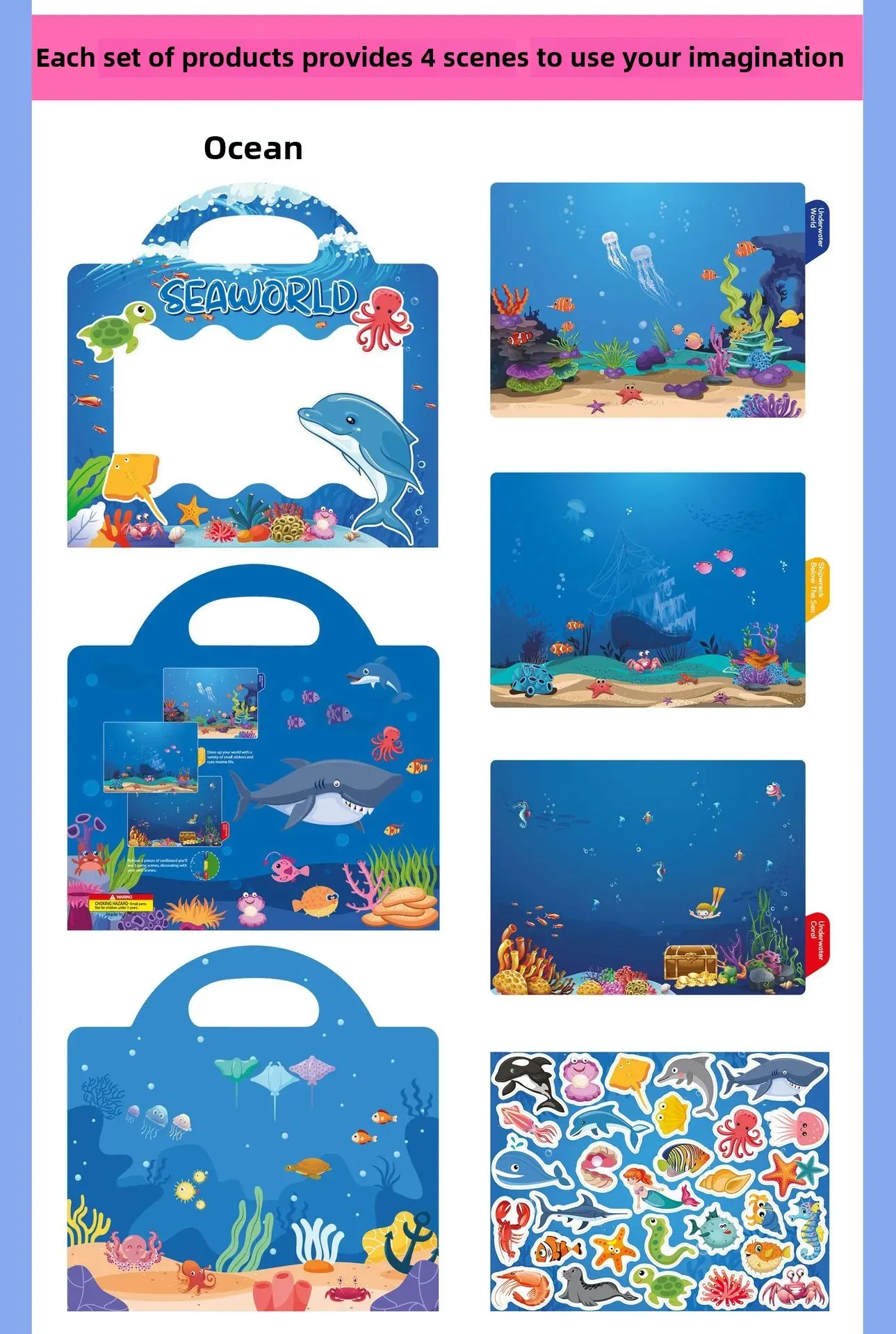 Reusable Jelly Sticker Book for Kids - Early Learning Fun with 2 Sizes & Various Themes