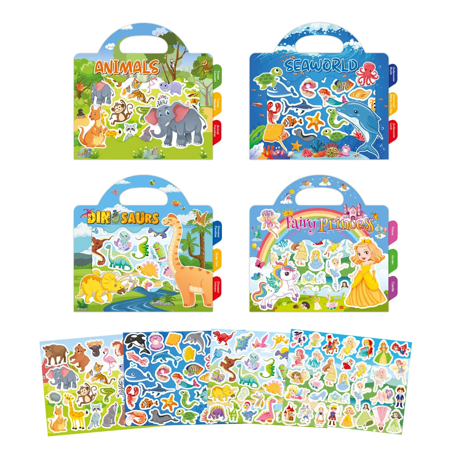 Reusable Jelly Sticker Book for Kids - Early Learning Fun with 2 Sizes & Various Themes