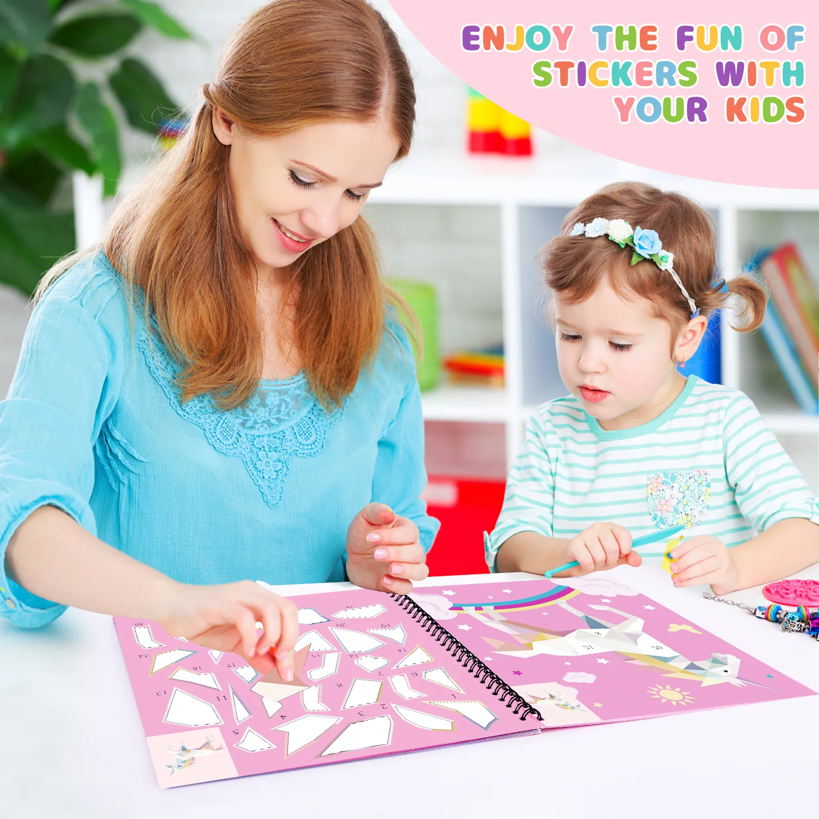 1/3PCS Sticker Book For Kids Unicorn Sticker Paint Book Mermaid Children's Sticker By Number For Birthday Gifts Girls Stationery