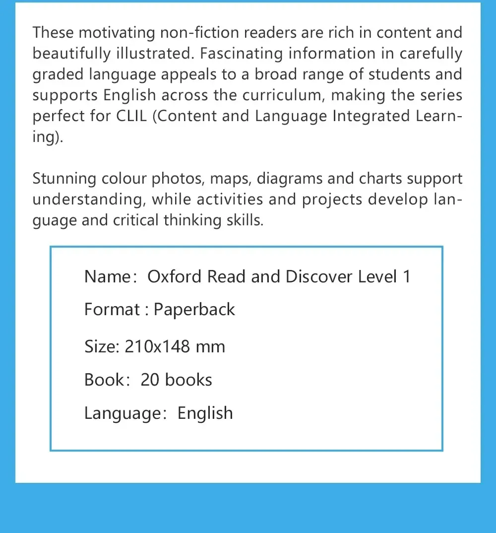 Oxford Read and Discover Level 1 In English Reading Learing Helping Child To Read Story Picture Books for Kids 20 Books/set