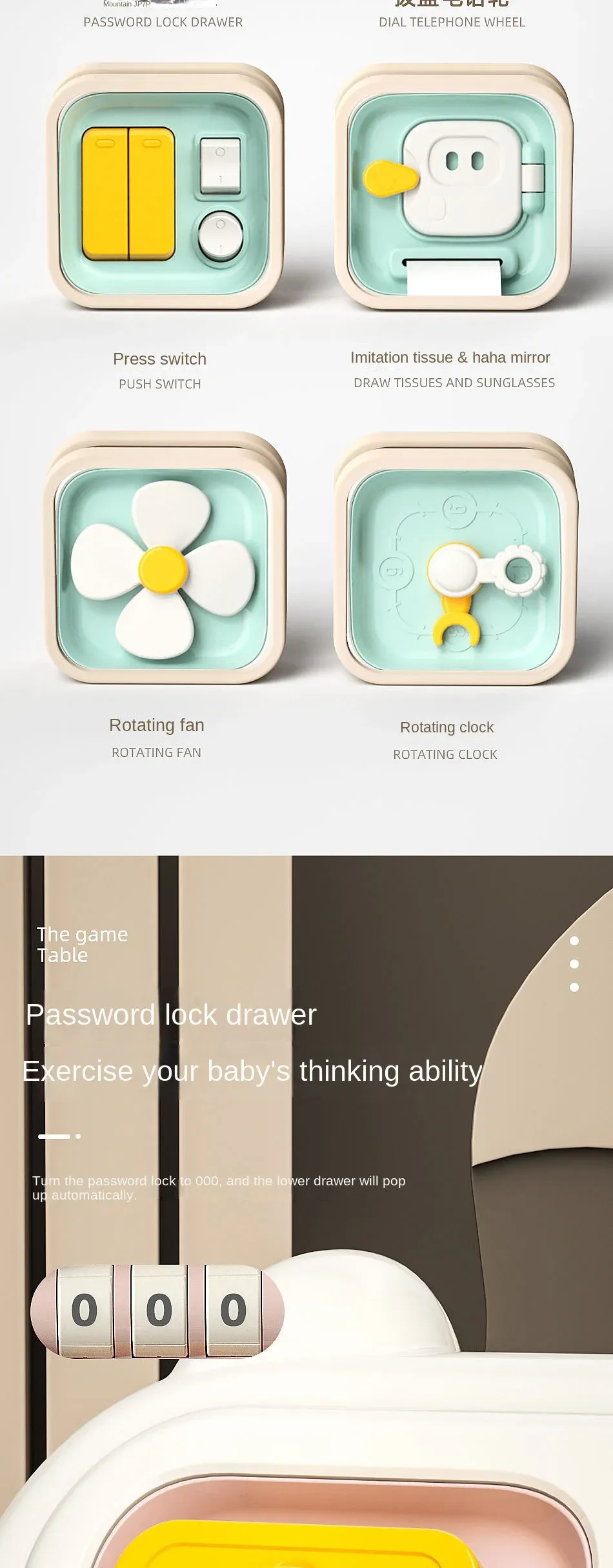 New 6 in 1 Montessori Educational Toys Sensory Busy Board Baby Practice Skills Drawer Mirror Fidget Educational Toy for Girl Boy