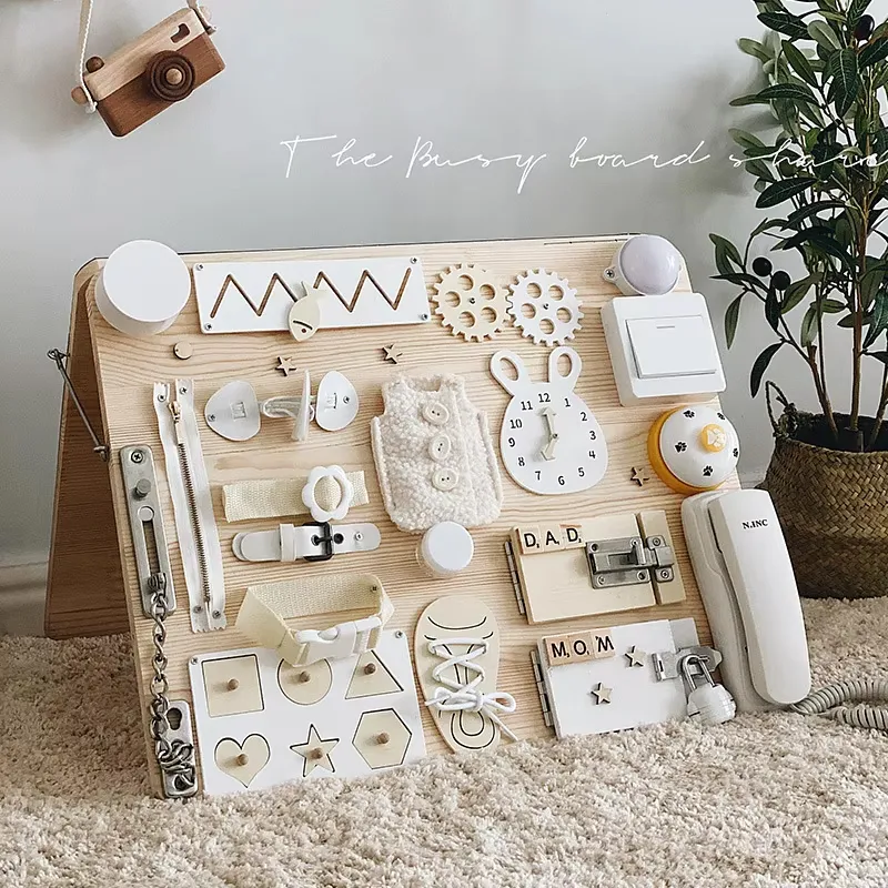 Montessori Busy Board – Educational Wooden Toys for Toddlers