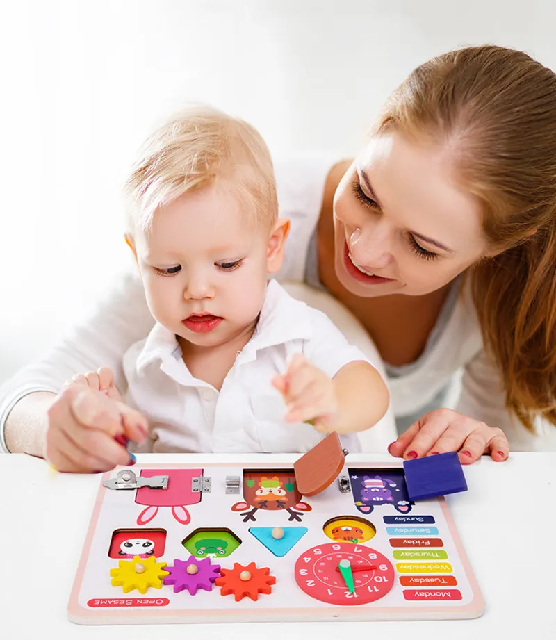 Montessori Busy Board Toys For Children Educational Games DIY Busy Board Parts Wooden Toys Sensory Board Games Puzzles For Kids