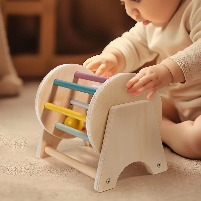 Montessori Rolling Ball Drum – Baby Early Learning Wooden Toy