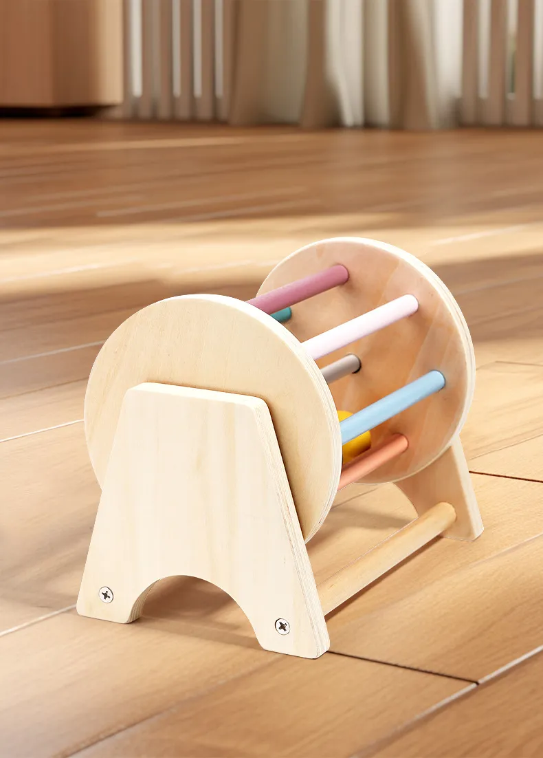 Montessori Toys for Baby Early Learning Wooden Rolling Ball Drum Listening Exercise Color Cognition Hand-eye Coordination Train