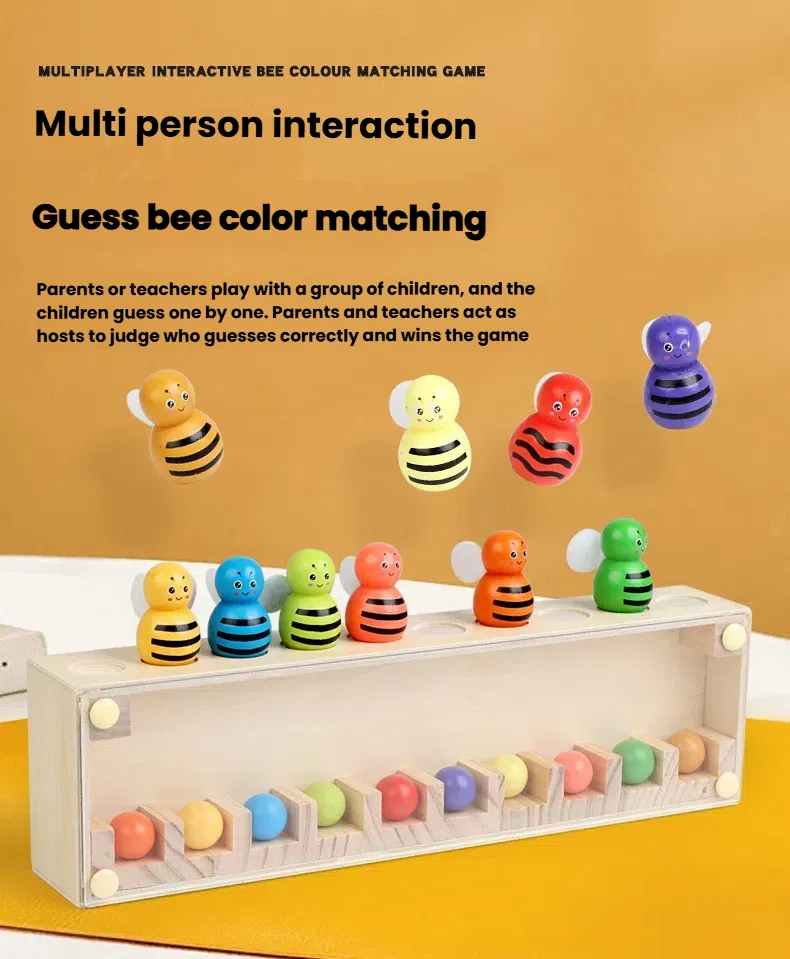 Color Matching Early Education Toys Wooden Bee Color Sorting Toy Montessori Toy Logical Thinking Game for Boys Girls Toy Gifts