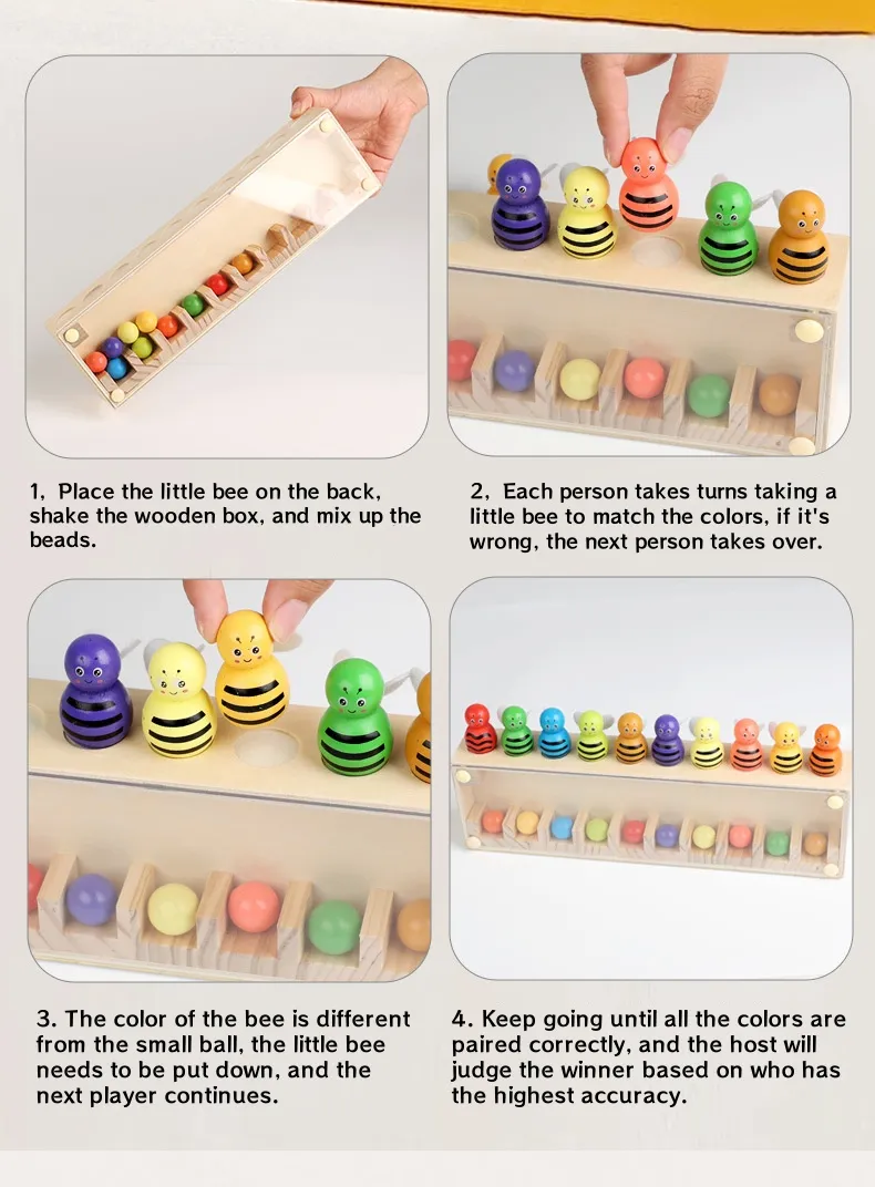 Color Matching Early Education Toys Wooden Bee Color Sorting Toy Montessori Toy Logical Thinking Game for Boys Girls Toy Gifts