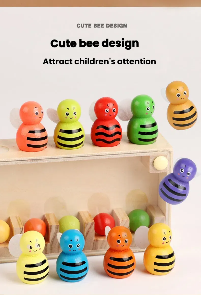 Color Matching Early Education Toys Wooden Bee Color Sorting Toy Montessori Toy Logical Thinking Game for Boys Girls Toy Gifts