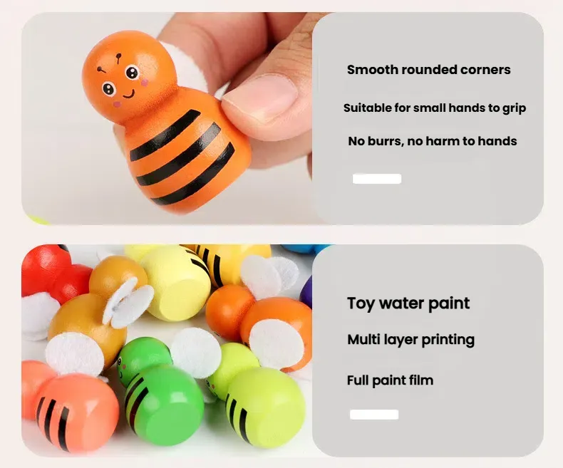 Color Matching Early Education Toys Wooden Bee Color Sorting Toy Montessori Toy Logical Thinking Game for Boys Girls Toy Gifts