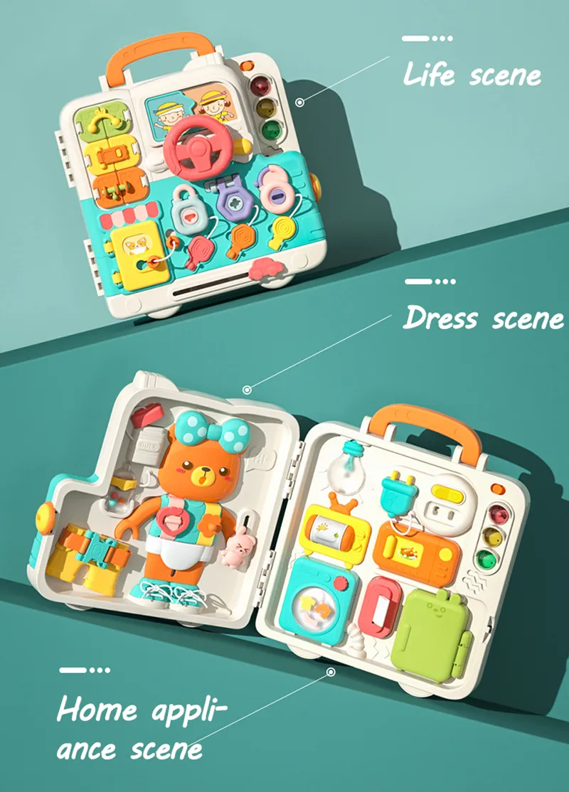 Montessori Sensory Busy Board Travel Toys Baby Music Lights Switch Activity Board Toddlers Fine Motor Skills Educational Games