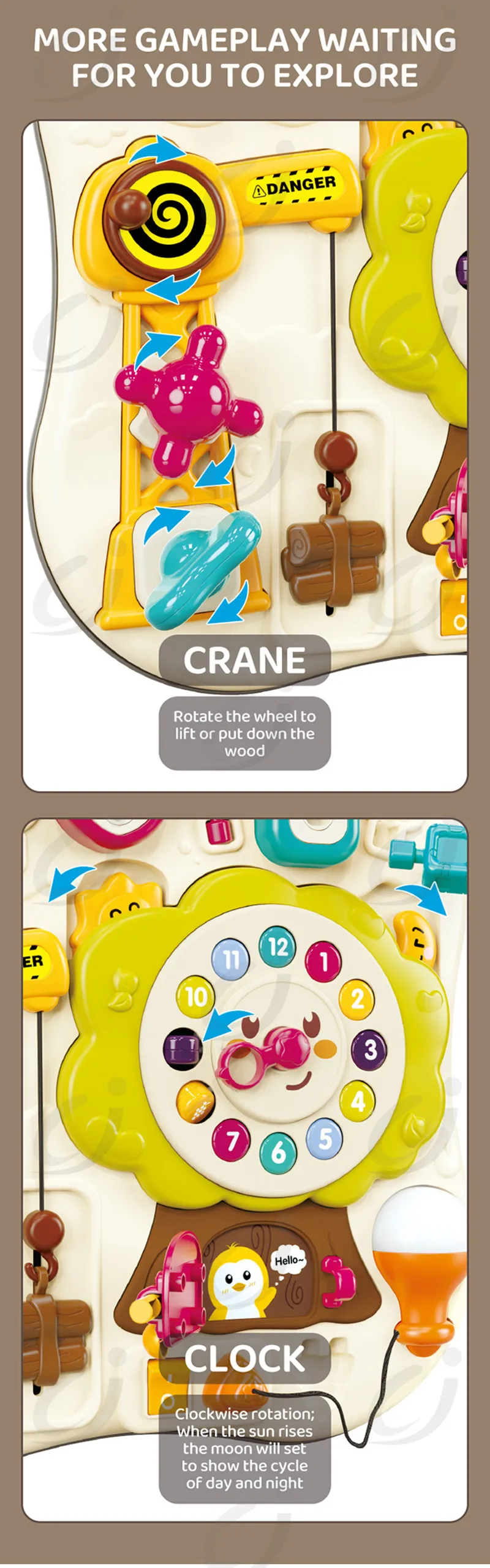 Montessori Sensory Busy Board Travel Toys Baby Music Lights Switch Activity Board Toddlers Fine Motor Skills Educational Games