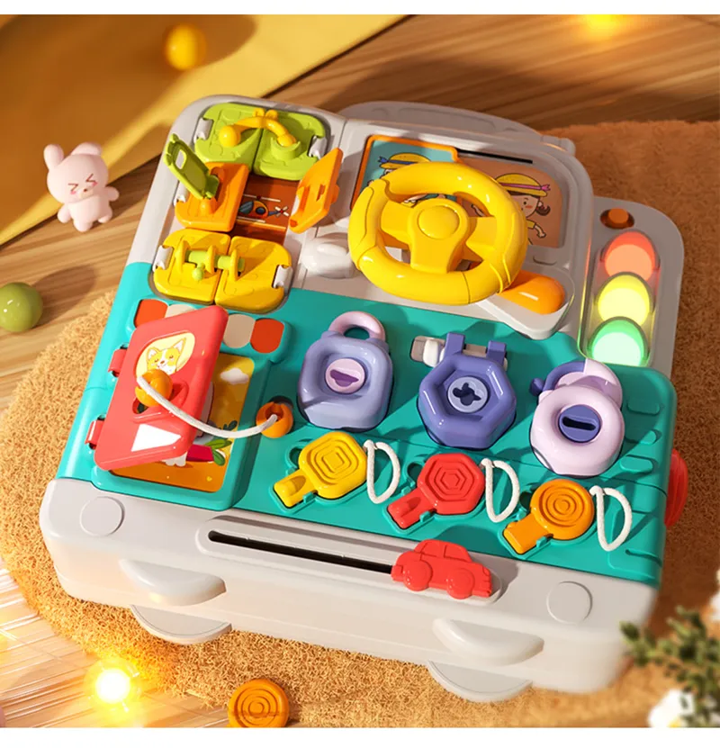 Montessori Sensory Busy Board Travel Toys Baby Music Lights Switch Activity Board Toddlers Fine Motor Skills Educational Games