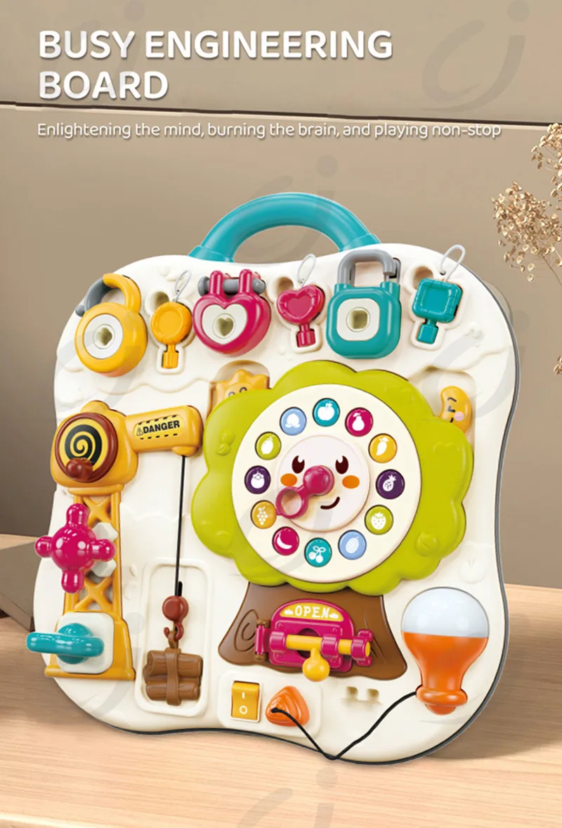 Montessori Sensory Busy Board Travel Toys Baby Music Lights Switch Activity Board Toddlers Fine Motor Skills Educational Games