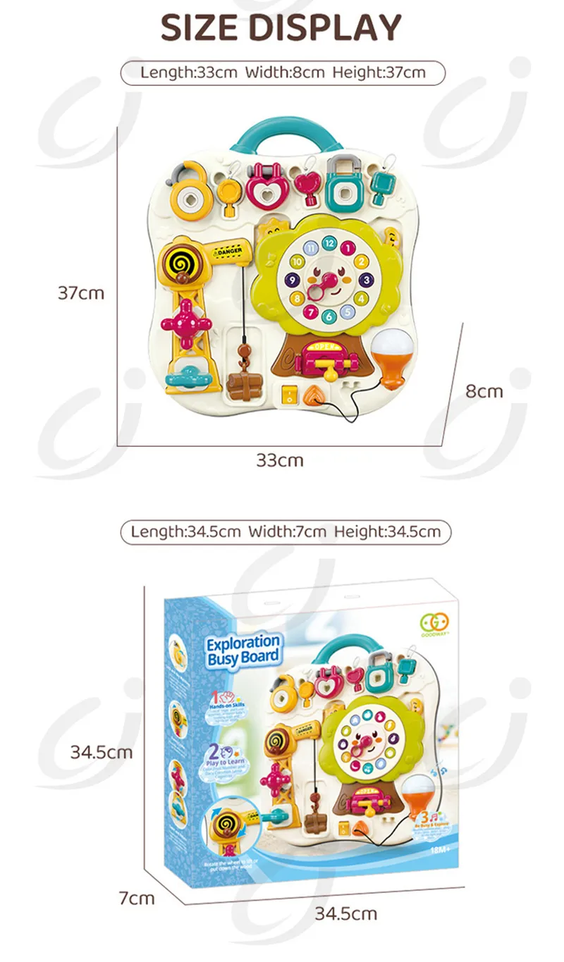 Montessori Sensory Busy Board Travel Toys Baby Music Lights Switch Activity Board Toddlers Fine Motor Skills Educational Games