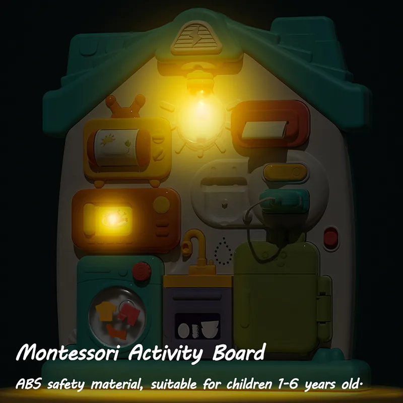 Montessori Sensory Busy Board Travel Toys Baby Music Lights Switch Activity Board Toddlers Fine Motor Skills Educational Games