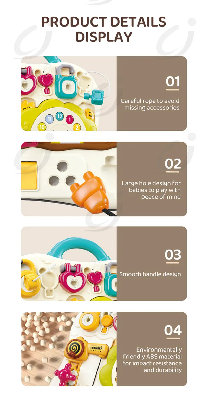 Montessori Sensory Busy Board Travel Toys Baby Music Lights Switch Activity Board Toddlers Fine Motor Skills Educational Games