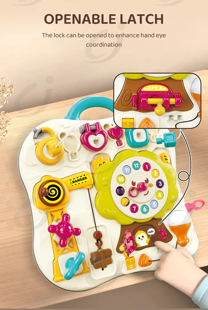 Montessori Sensory Busy Board Travel Toys Baby Music Lights Switch Activity Board Toddlers Fine Motor Skills Educational Games