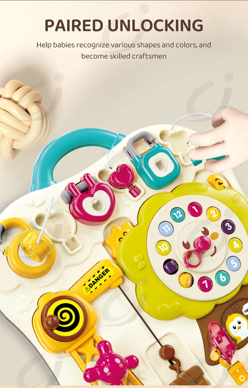 Montessori Sensory Busy Board Travel Toys Baby Music Lights Switch Activity Board Toddlers Fine Motor Skills Educational Games