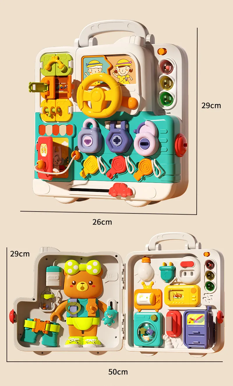 Montessori Sensory Busy Board Travel Toys Baby Music Lights Switch Activity Board Toddlers Fine Motor Skills Educational Games