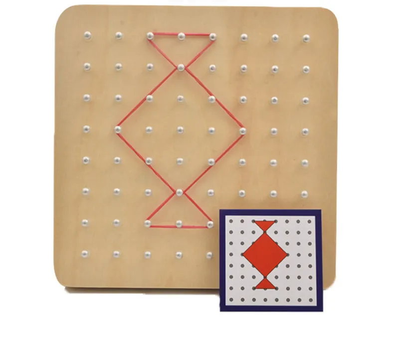 Montessori Baby Creative Toy Graphics Rubber Tie Nail Boards with Cards Childhood Education Preschool Kids