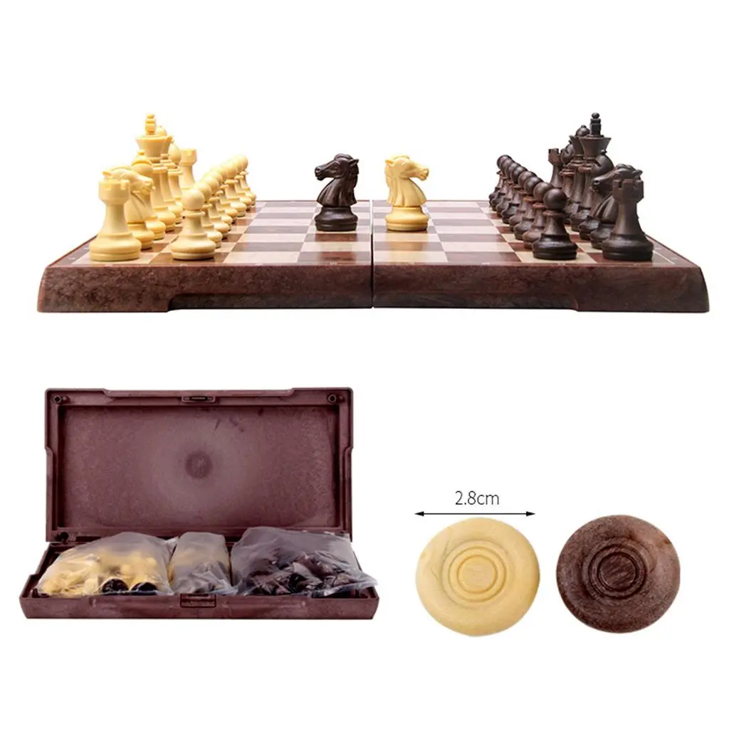 12.2"x12.2" Travel Magnetic International Chess Set with Folding Chess Board