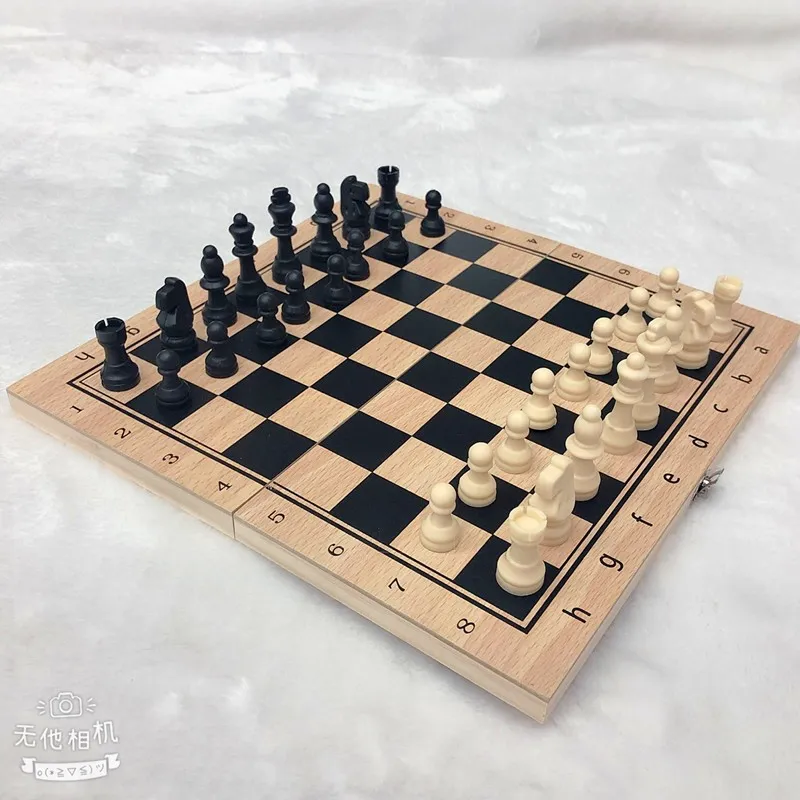 3 in 1 Chess Board Folding Wooden Portable Chess Game Board Wooden Chess Board for Adults(Chess + Checkers and Backgammon)