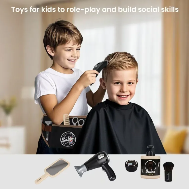 Kids Hair Salon Toys 10 PCS Pretend Play S Kit Styling Toy Boys Girls Used For Role Playing In Hair Salons Birthday Gift